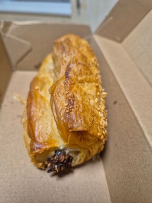 Pork and chive sausage roll $8.5: love the light and airy puff pastry, tasty filling at Oh My Days in Glebe