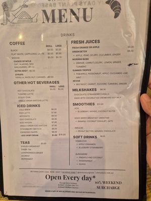 Menu April 2026 at Oh My Days in Glebe
