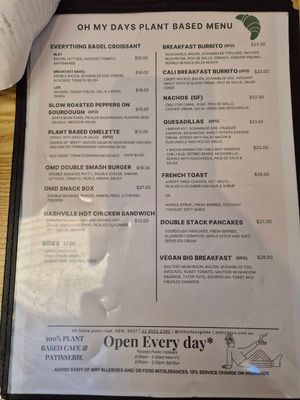 Menu April 2026 at Oh My Days in Glebe