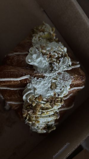 White chocolate and pistachio croissantt  at Oh My Days in Glebe