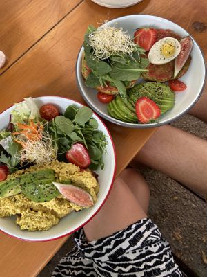 Vegan scrambled tofu and “egg” toasts. Incredible   at Mama Carmen's Coffee & Bakery in Mallorca