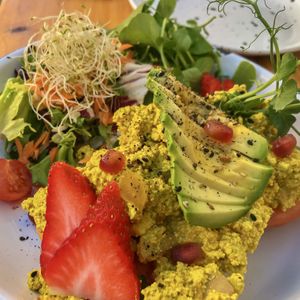 "Xeixa" Toast with melted cheese and scrambled eggs   at Mama Carmen's Coffee & Bakery in Mallorca