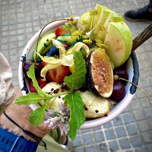 Granola bowl (it’s in there somewhere)  at Mama Carmen's Coffee & Bakery in Mallorca