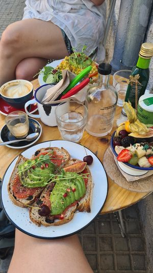Scrabble tofu and vegan sandwich at Mama Carmen's Coffee & Bakery in Mallorca