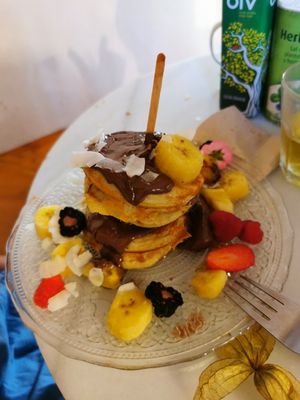 Chocolate pancake at Mama Carmen's Coffee & Bakery in Mallorca
