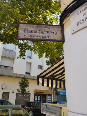 Outside at Mama Carmen's Coffee & Bakery in Mallorca