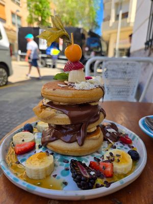 Choco pancakes at Mama Carmen's Coffee & Bakery in Mallorca