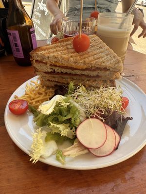 Bikini toastie (double decker vegan ham and vegan cheese toastie)  at Mama Carmen's Coffee & Bakery in Mallorca