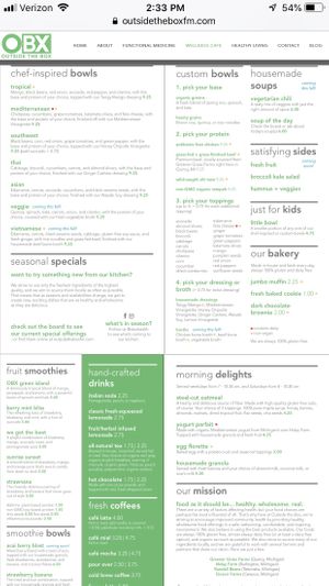 Menu at Grassroots Cafe in Marshall