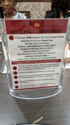 Only 3 vegan broths these days at K & L 98 HotPot in Boynton Beach