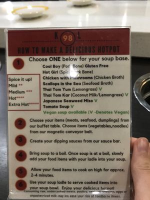 4 vegan soup bases  at K & L 98 HotPot in Boynton Beach