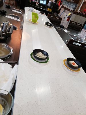 Belt with more exotic fresh veggie such as  fresh lotus root, assorted mushrooms and  much more. at K & L 98 HotPot in Boynton Beach