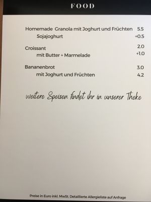 Menu at Mercy in Dusseldorf