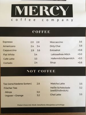 Menu at Mercy in Dusseldorf