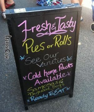 Ykillamoocow sign. Available to get hot & ready-to-eat or cold ones to take home. at No Bull - Ykillamoocow Food Stall in West End