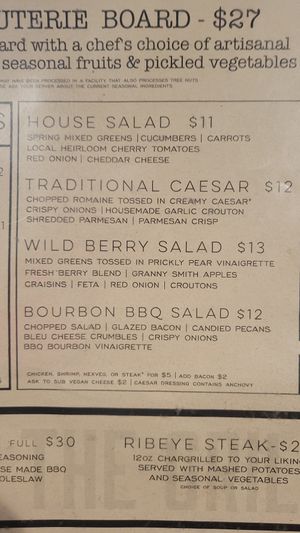 Salad options at Grand Canyon Brewing + Distillery in Flagstaff