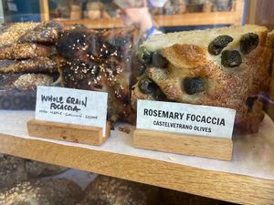 We got both of these focaccias and they were delicious!  at Oat Bakery in Santa Barbara