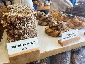 The Superseed cookie was made from dates and was very good! at Oat Bakery in Santa Barbara