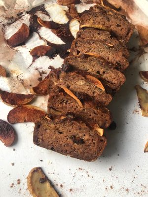 'Grandma Paleo'

Banana and spiced apple paleo banana bread. Made with coconut and almond flour and sweetened with only bananas and dates. at The Banana Warrior - Emquartier in Bangkok