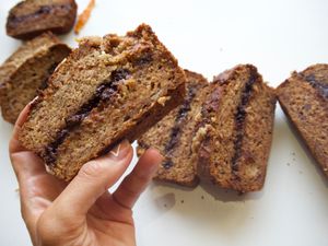 "Queen Caramel" : Banana bread with a salted caramel and dark chocolate filling. It’s gooey, it’s salty, it’s creamy, it’s rich with just the right amount of sweet.  at The Banana Warrior - Emquartier in Bangkok