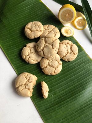 "Squeeze My Lemon" : Lemon and Almond zesty, light, fluffy, airy, moist, chewy cookies that are paleo, vegan, gluten free, organic and refined sugar free.  at The Banana Warrior - Emquartier in Bangkok