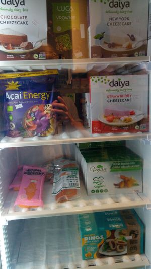 Frozen cheezecakes and Vish at Ven Vegano in Barcelona