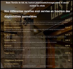 menu at Los Primos in Annecy