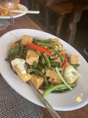 Basil and chili tofu   at Thaise Snackbar Bird in Amsterdam