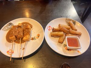 Tofu satay and spring rolls   at Thaise Snackbar Bird in Amsterdam