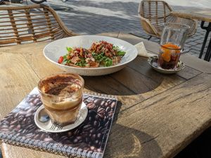 Marrakech oat coffee and falafel sandwich 🥪 at Marcus in Vlissingen