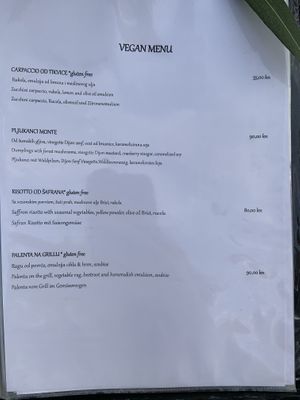 Vegan menu at Hotel Amfiteatar in Pula