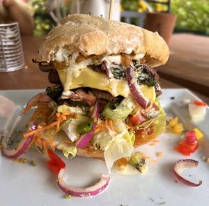 Vegan burger   at The Crew Yard in Edwinstowe