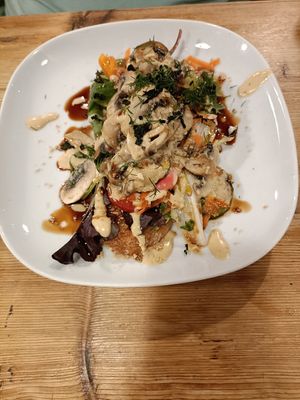 Creamy mushrooms on olive bread . at The Crew Yard in Edwinstowe