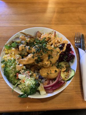 Buddha bowl with cauliflower tempura !  at The Crew Yard in Edwinstowe