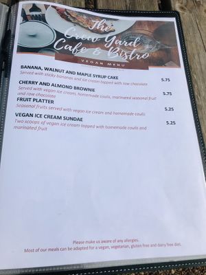 Vegan menu at The Crew Yard in Edwinstowe