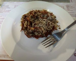 Arroz con lentejas y cebolla caramelizada. at Al Andalus in Mexico City