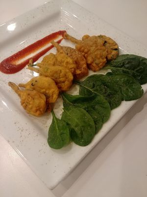 Spinach Pakoda (Spinach in Chickpea flour batter( at Persis Biryani in Greenville