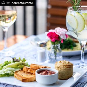 Queijo assado com geleia de tomate  at Nou Restaurante in Sao Paulo