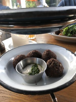 falafel + tahini w vegan pesto  at NENI - Langstrasse in Zurich