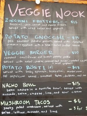 Menu at Veggie Nook in Bowral