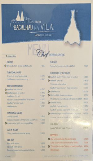 Menu (05/2025) at Bacalhau na Vila in Sintra