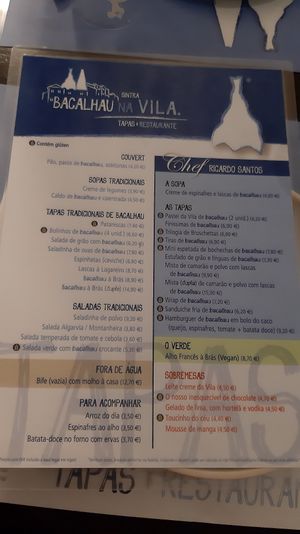 além do prato principal (alho frances à brás), a sopa, os acompanhamentos e as sobremesas também têm opções vegetarianas ou veganas at Bacalhau na Vila in Sintra