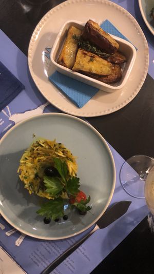 Leeks a brás style, and sweet potatoes  at Bacalhau na Vila in Sintra