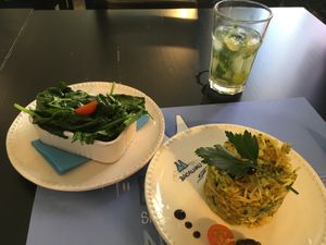 Leek A Bras local specialty plus garlic spinach aside. at Bacalhau na Vila in Sintra