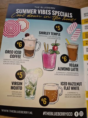 Limited summer drink menu with vegan almond latte at The Blueberry in Amersfoort