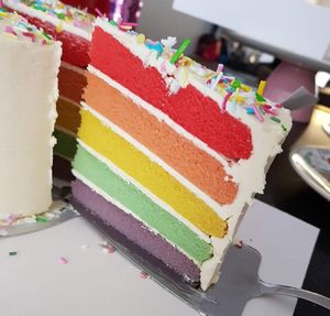 Vegan rainbow cake at The Blueberry in Amersfoort