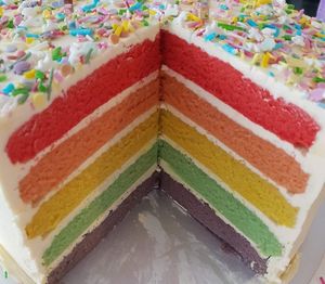 Vegan rainbow cake at The Blueberry in Amersfoort