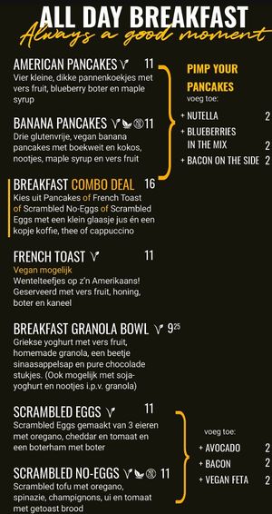 Vegetarian/vegan options clearly labeled. English menu available online. at The Blueberry in Amersfoort