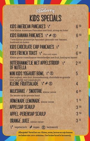 Vegetarian/vegan options clearly labeled. English menu available online. at The Blueberry in Amersfoort