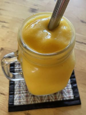 Topaz fruit shake (mango, pineapple and turmeric), 30,000 kip  at The Greenhouse in Vientiane